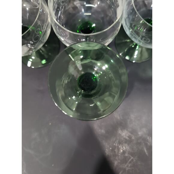 Roemer Etched Grape Glasses, Cordial Wine Set of 4, Green Ribbed Stem, Drinkware - Picture 7 of 9